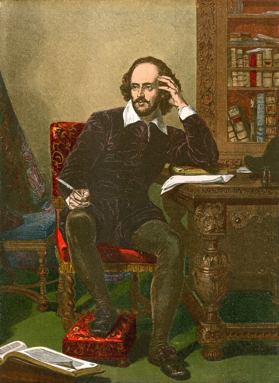Shakspeare (ingekleurde gravure) door English School
