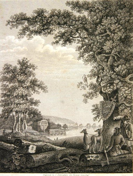 Scheepsbouwers in het New Forest, gegraveerd door C. Sheringham voor Percival Lewis door English School