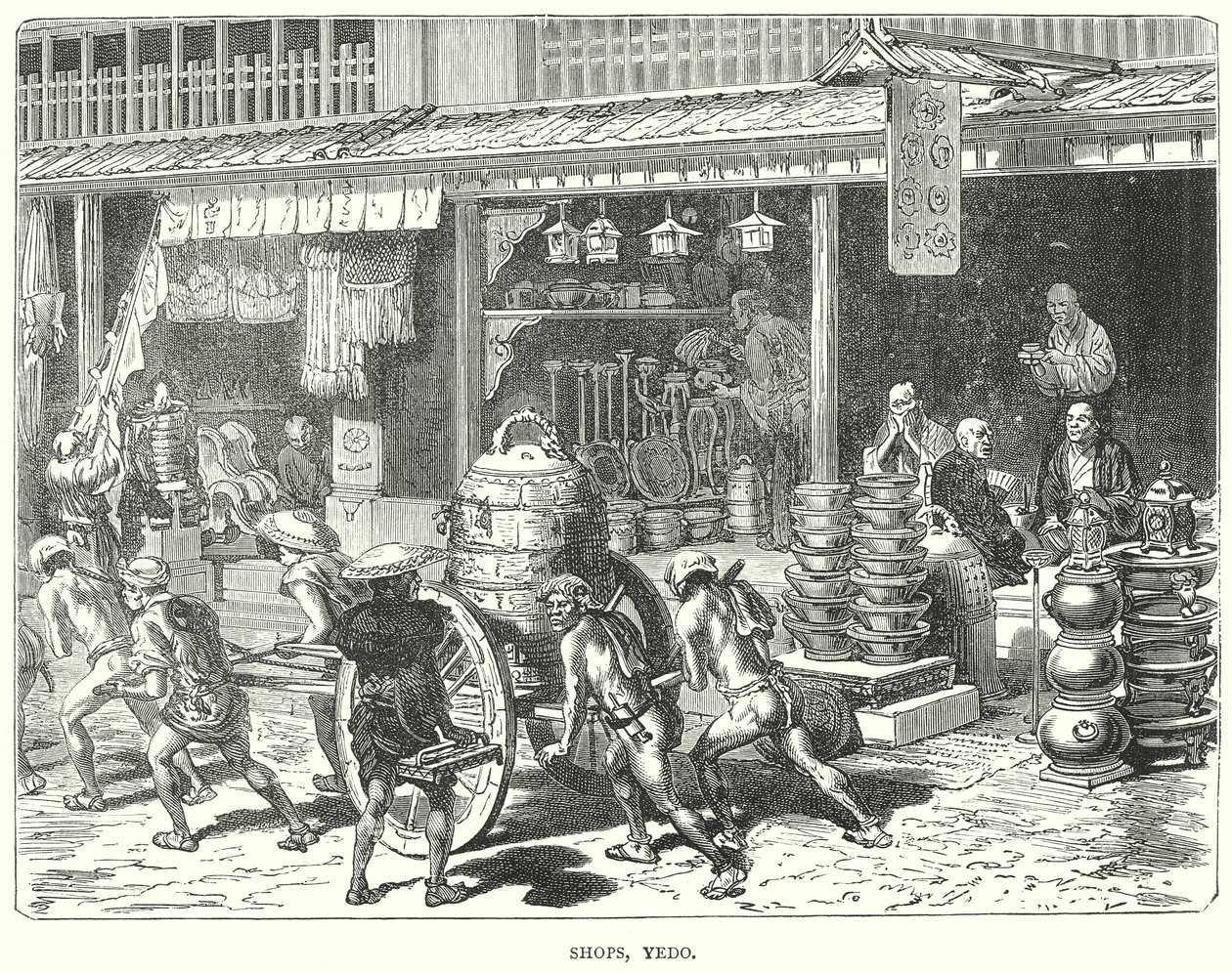 Winkels, Yedo (gravure) door English School