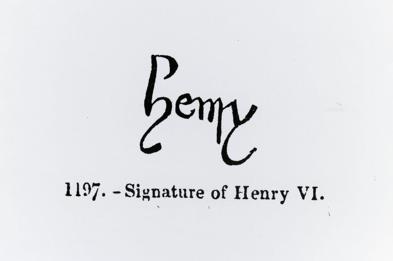 Handtekening van Hendrik VI (1421-71) door English School