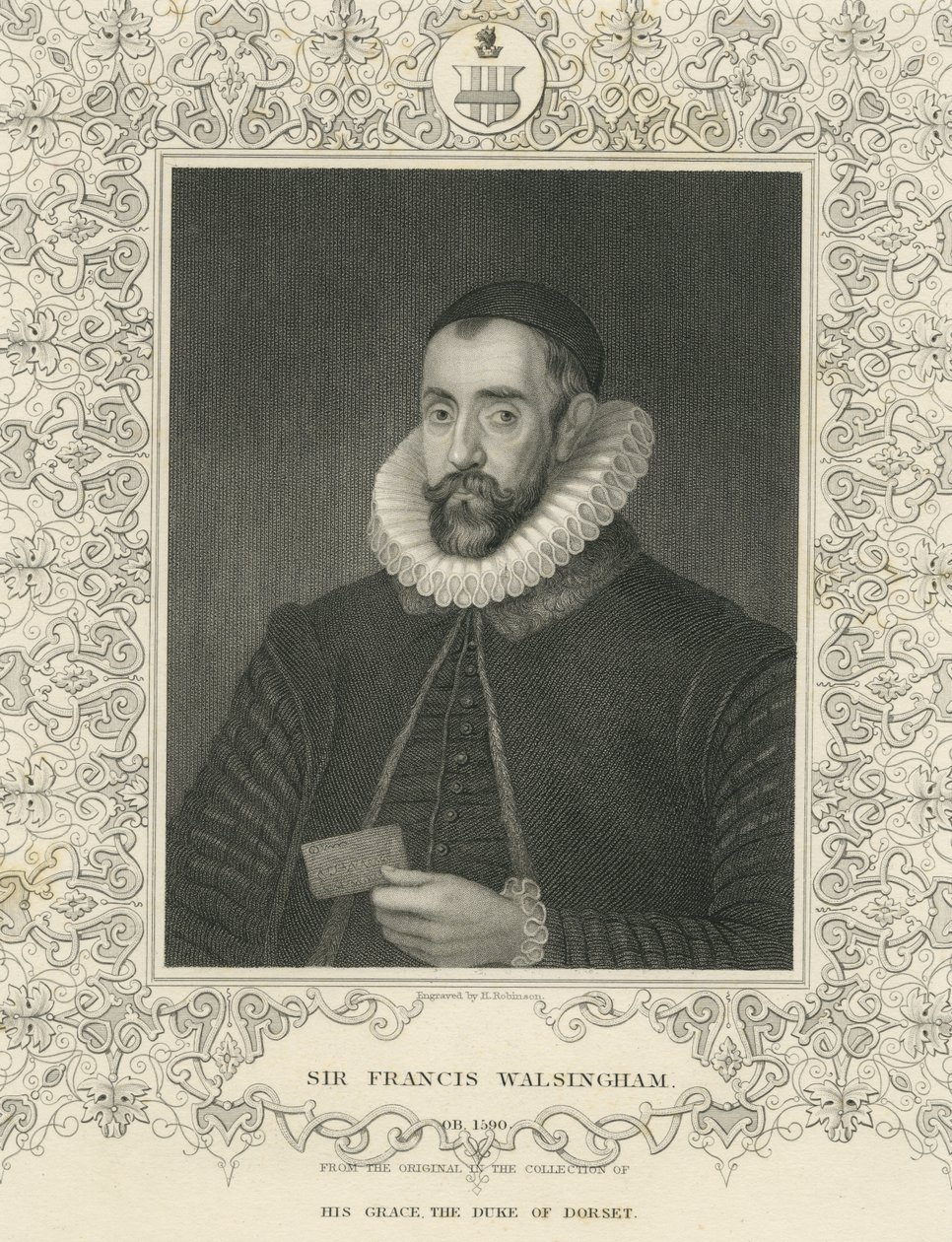 Sir Francis Walsingham (gravure) door English School