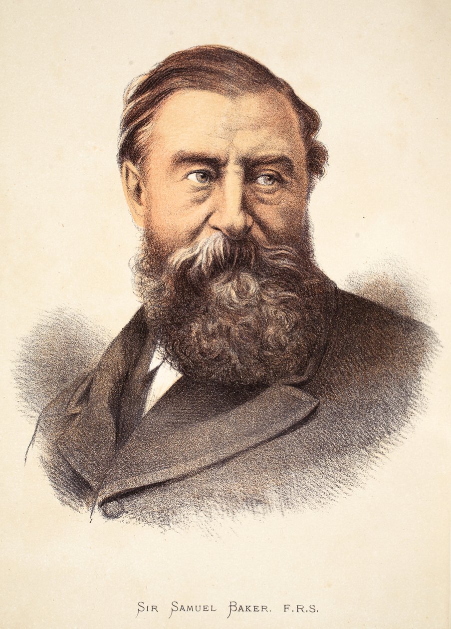 Sir Samuel Baker, illustratie uit De Geïllustreerde Editie van het Leven en de Ontdekkingen van David Livingstone door J. Ewing Richie, uitgegeven door A. Fullarton & Co., 1876 door English School