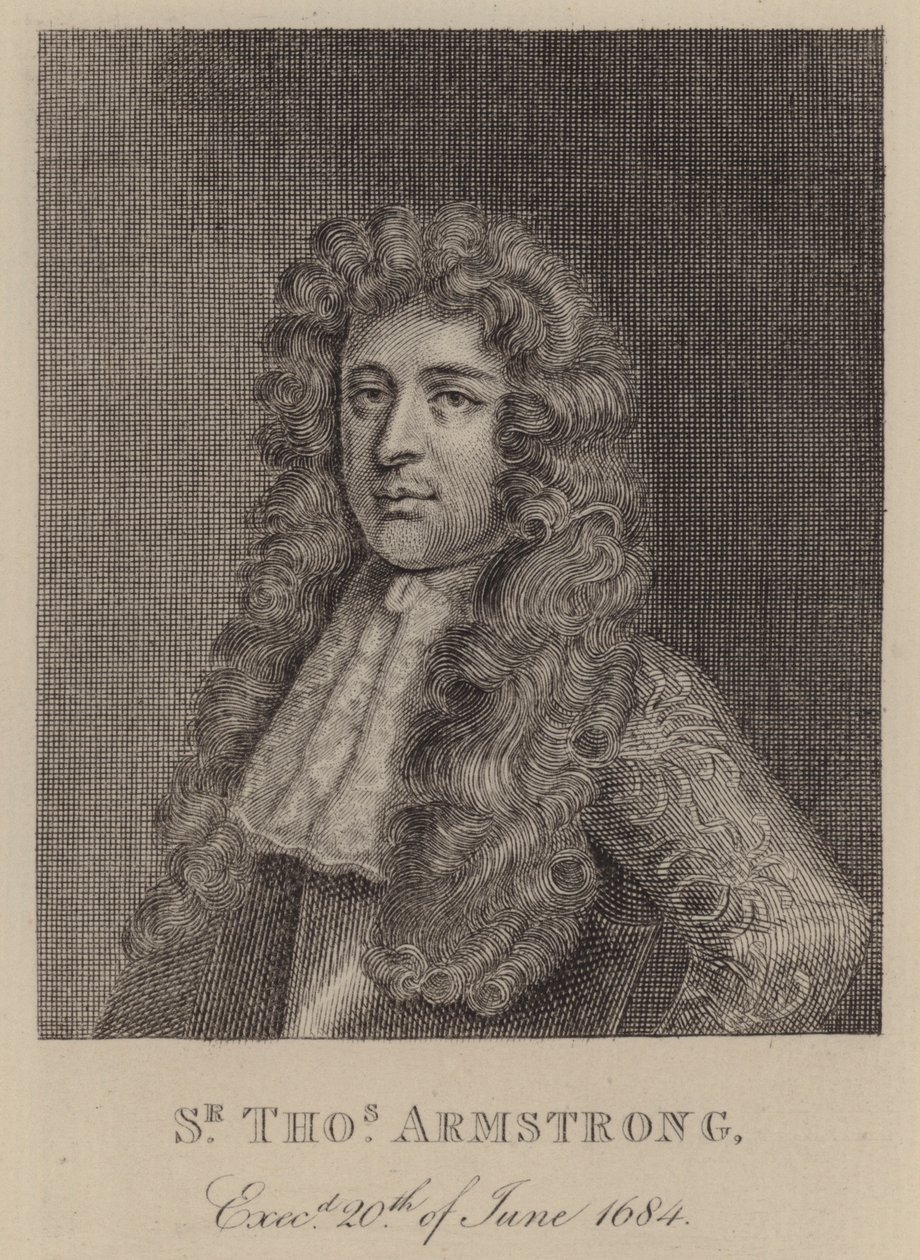 Sir Thomas Armstrong, Engels soldaat en politicus (gravure) door English School