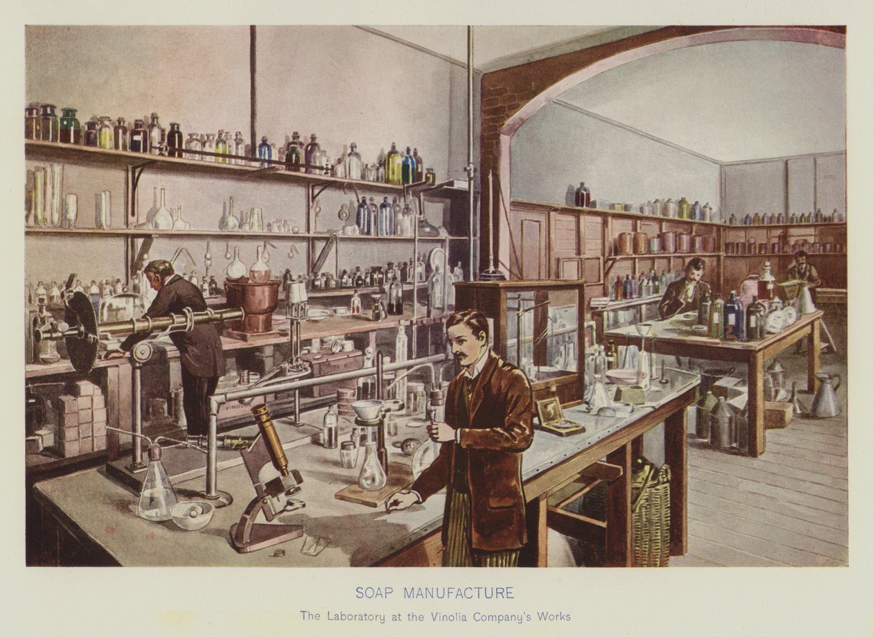 Zeepfabricage (kleurenlitho) door English School
