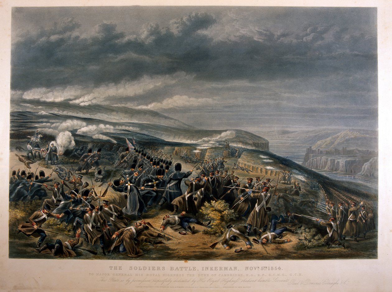 Soldaten bij de Slag om Inkerman tijdens de Krimoorlog, 5 november 1854, 1855 door English School