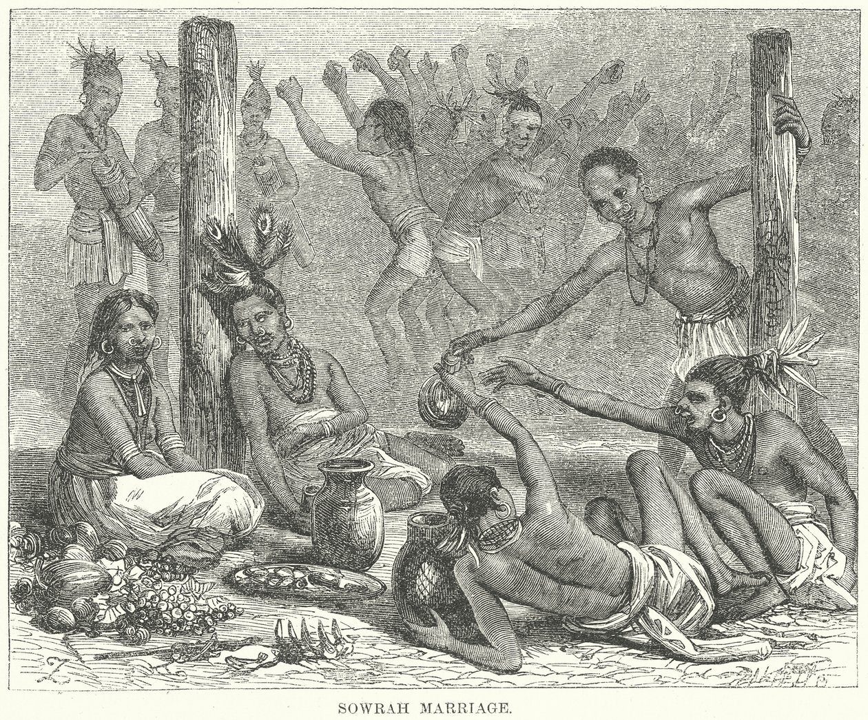 Sowrah Huwelijk (gravure) door English School