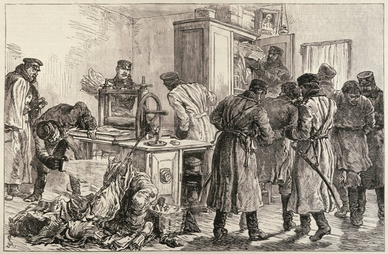 De Politie van Sint-Petersburg ontdekt een Nihilistische Drukpers, uit 