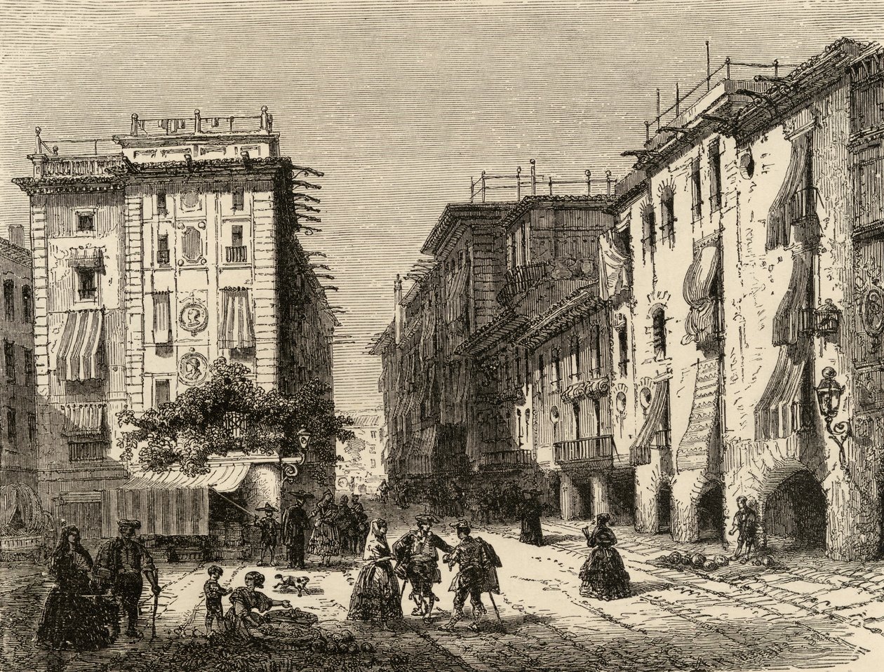Straat in Barcelona, illustratie uit 