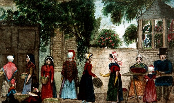 Straatmarktscène, c.1840 door English School