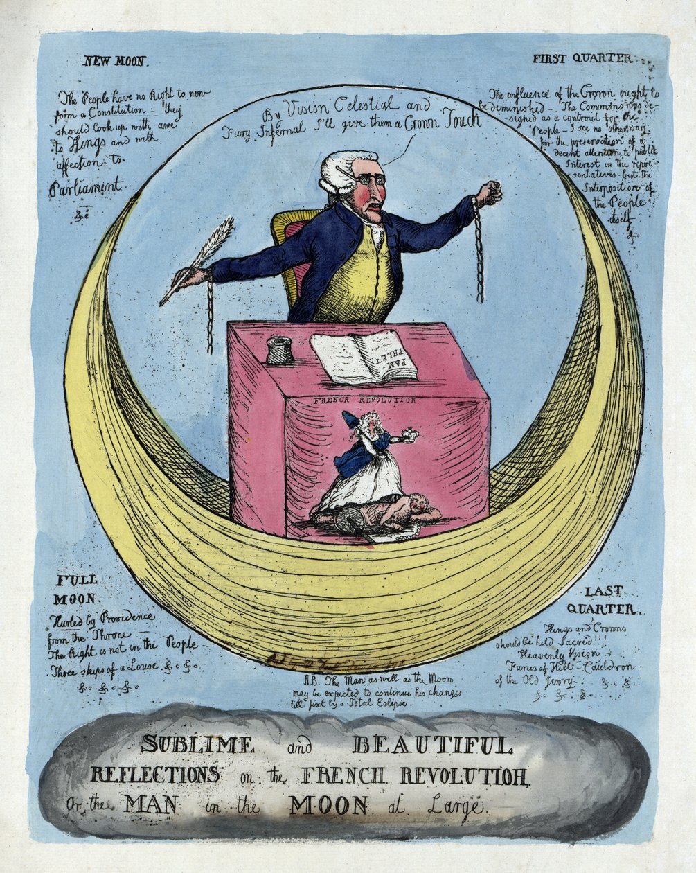 Verheven en mooie reflecties op de Franse Revolutie, of de man in de maan op grote schaal, uitgegeven in 1790 door English School