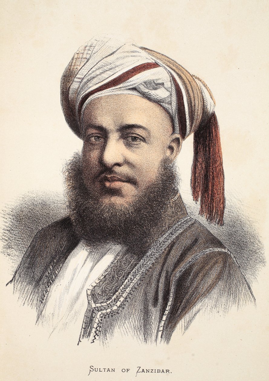 Sultan van Zanzibar, illustratie uit De Geïllustreerde Editie van het Leven en de Ontdekkingen van David Livingstone door J. Ewing Richie, uitgegeven door A. Fullarton & Co., 1876 door English School