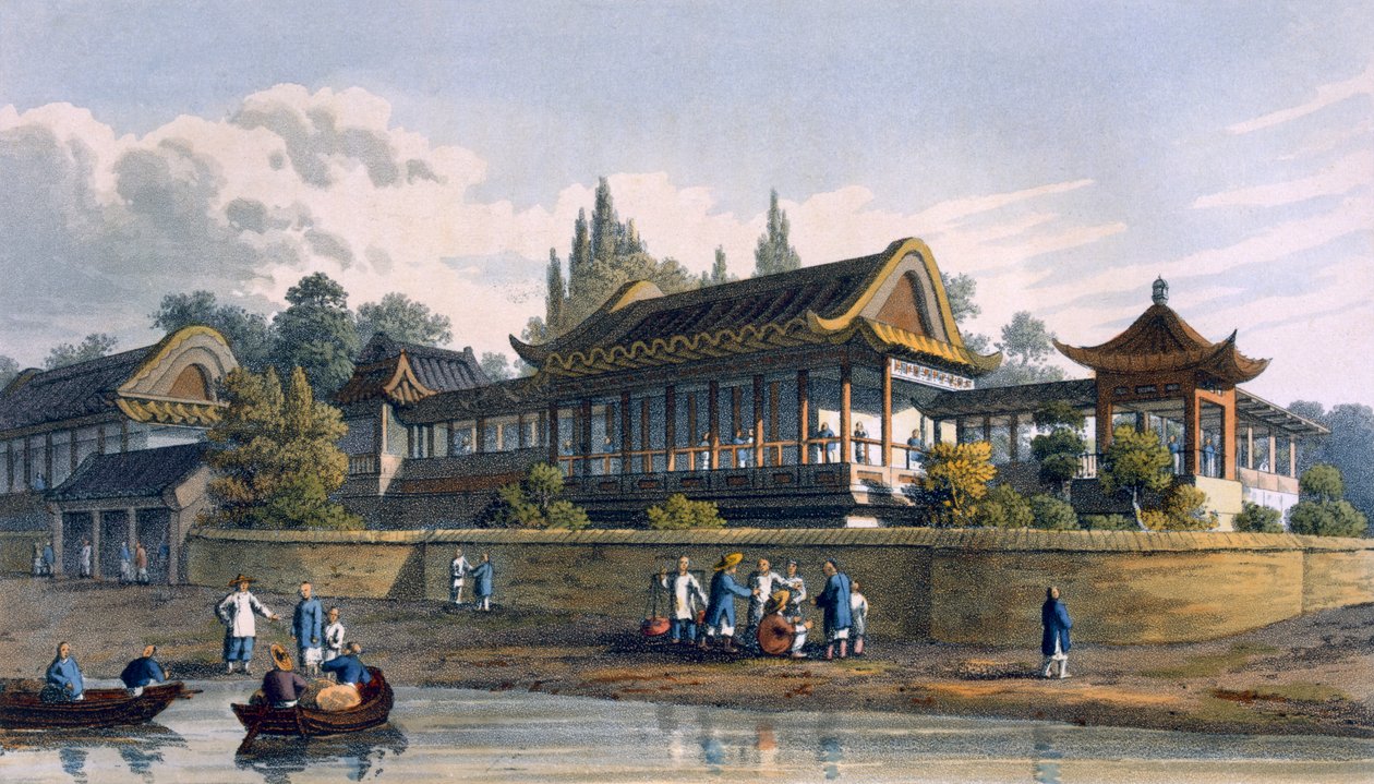 Zomerpaleis van de keizer, tegenover de stad Tien-Sing, 1817 door English School