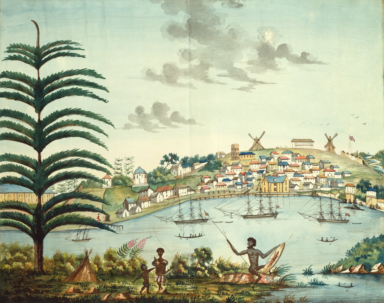Sydney Cove en Stad, ca. 1806 door English School