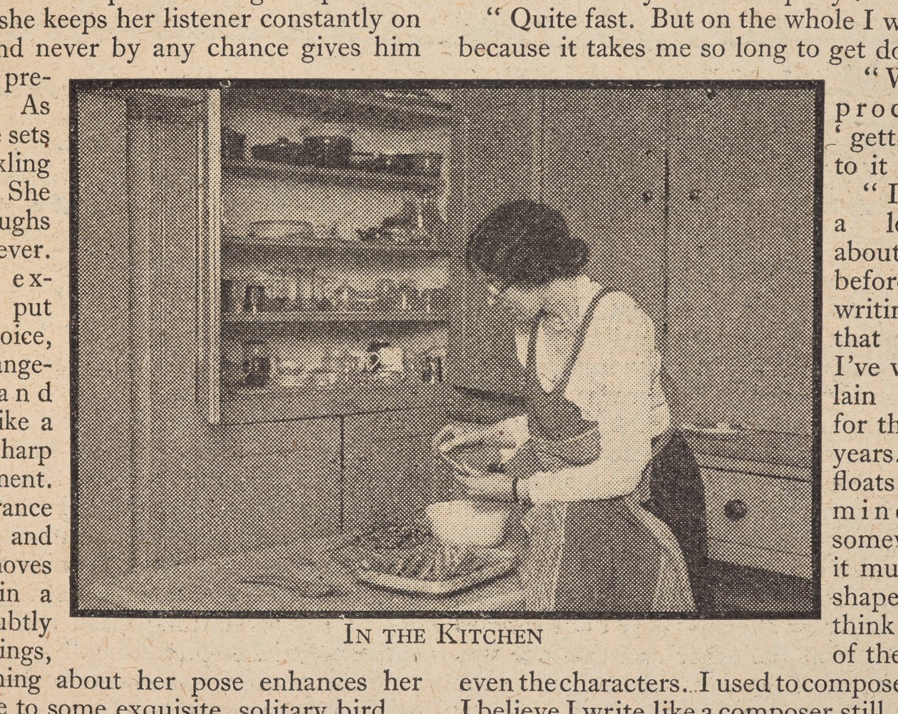 Sylvia in de keuken op 113 Inverness Terrace, in Louise Morgan