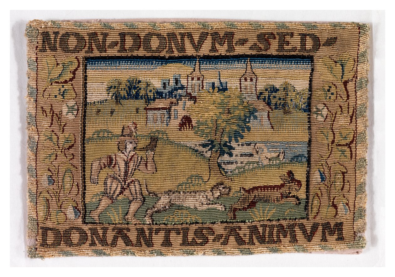 Wandtapijtpaneel dat jachtscène uitbeeldt, mogelijk gemaakt in Sheldon, Engeland, c.1600-25 door English School