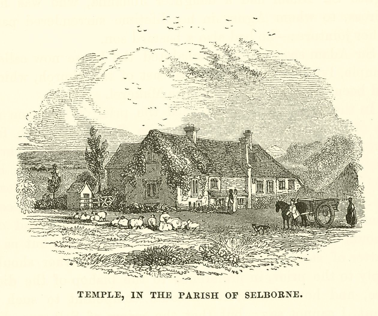Tempel, in de parochie Selborne (gravure) door English School
