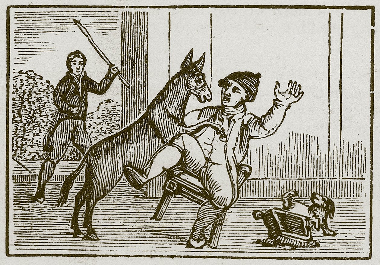 De ezel en het hondje (gravure) door English School