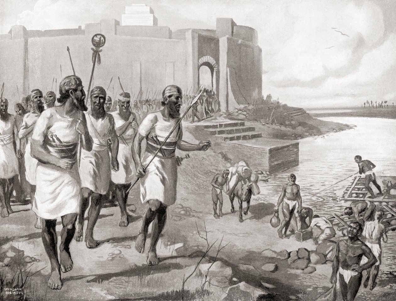 Het Assyrische leger verlaat de stad Assur om zich te verzetten tegen de westerse Semieten, uit Hutchinson