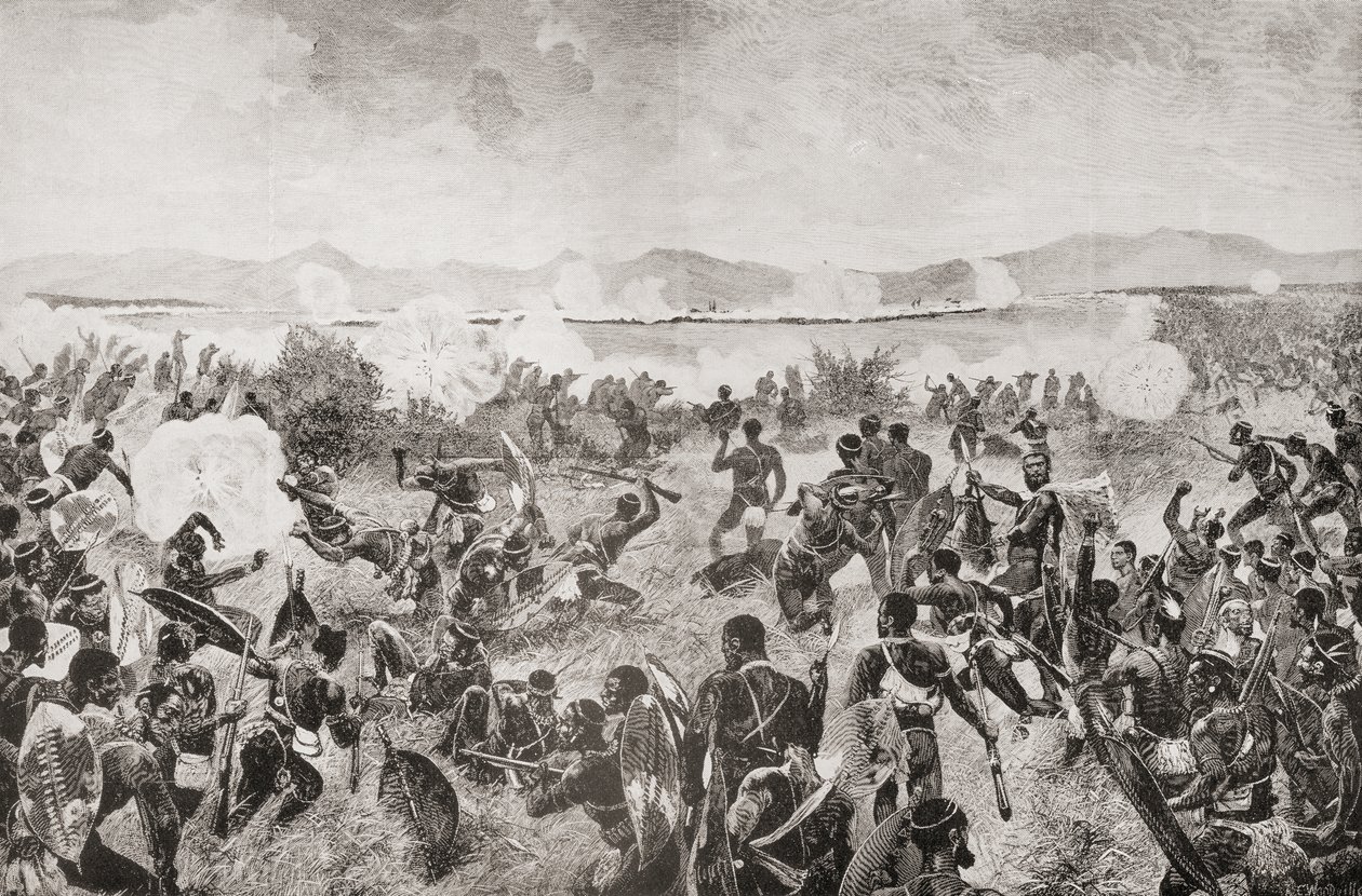 De slag bij Ulundi in 1879 met de laatste aanval van de Zulu