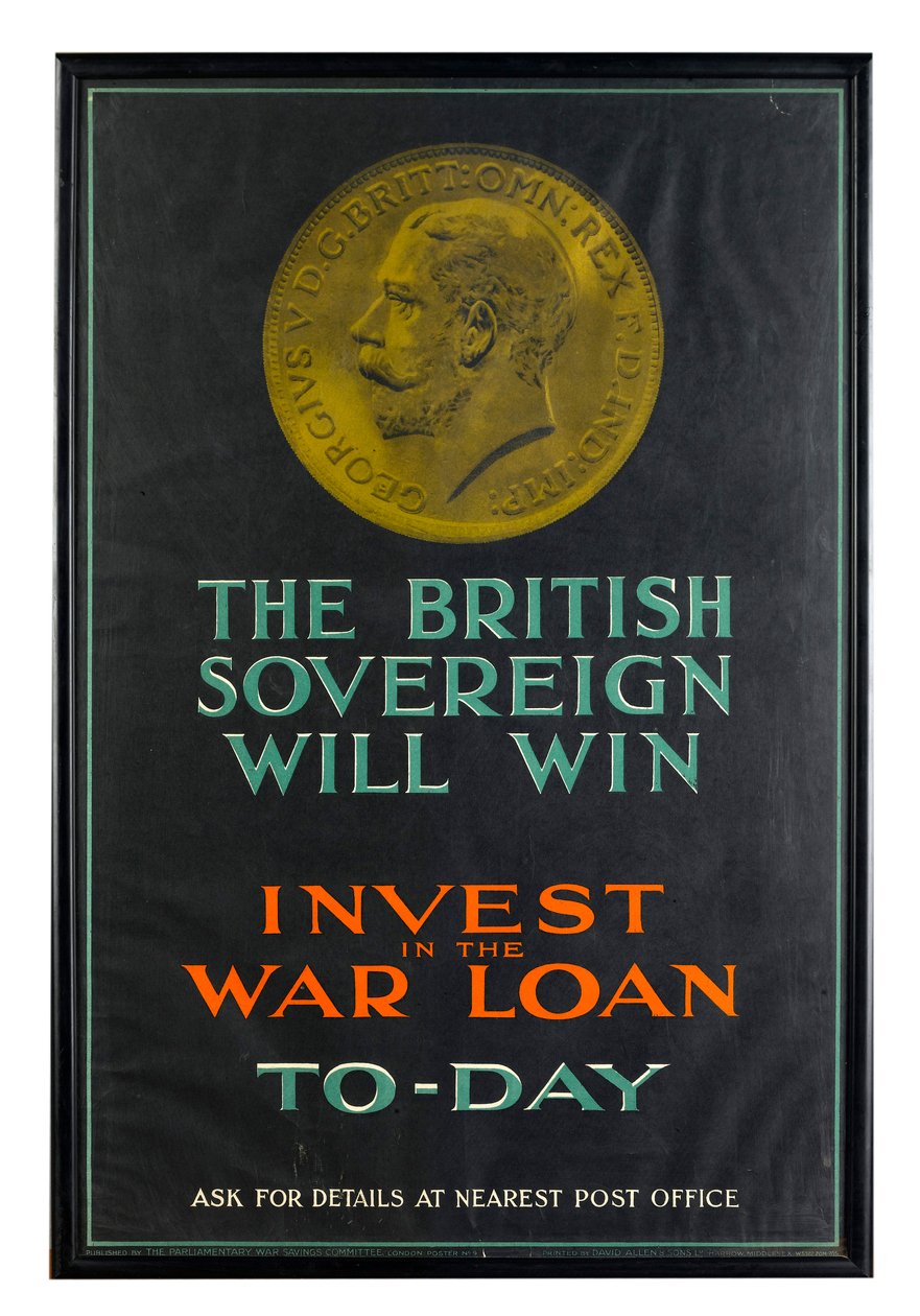 De Britse Soeverein Zal Winnen, WWI oorlogslening poster door English School