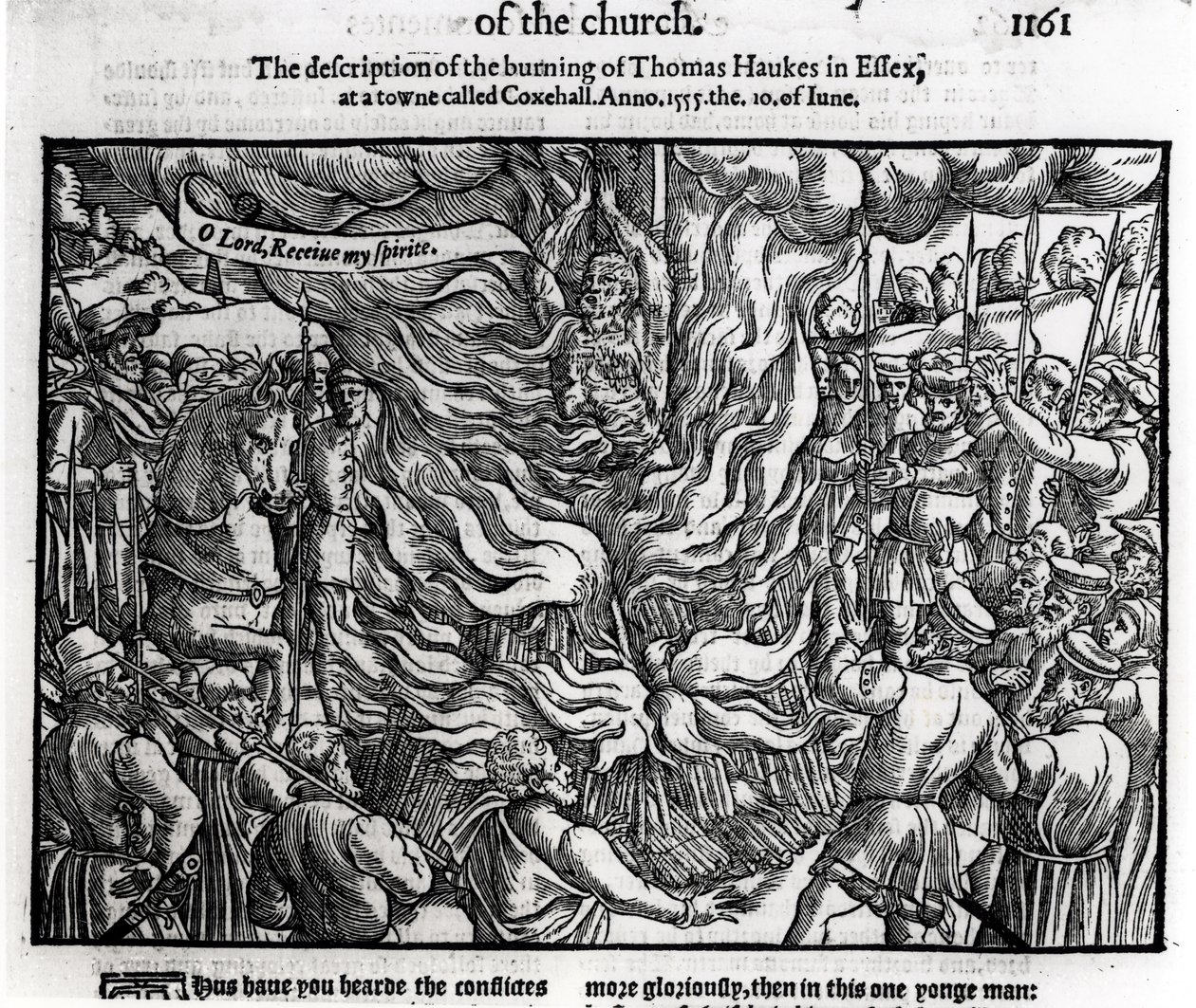 De verbranding van Thomas Haukes, 10 juni 1555, uit 