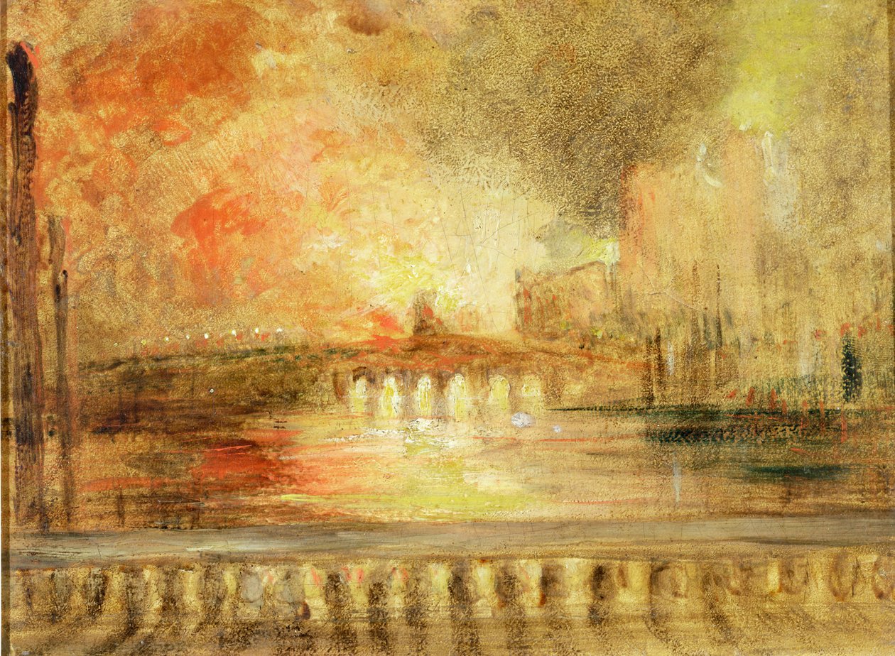 De brand van de parlementsgebouwen, eerder toegeschreven aan J.M.W. Turner (1775-1851) door English School
