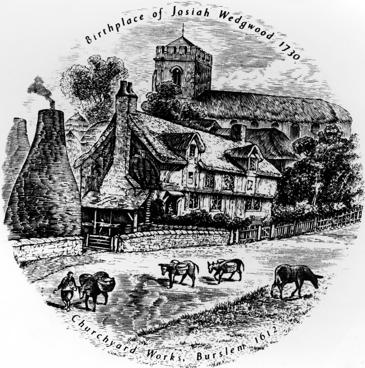De Churchyard-werken en St. Johns Church, Burslem, 19e eeuw door English School