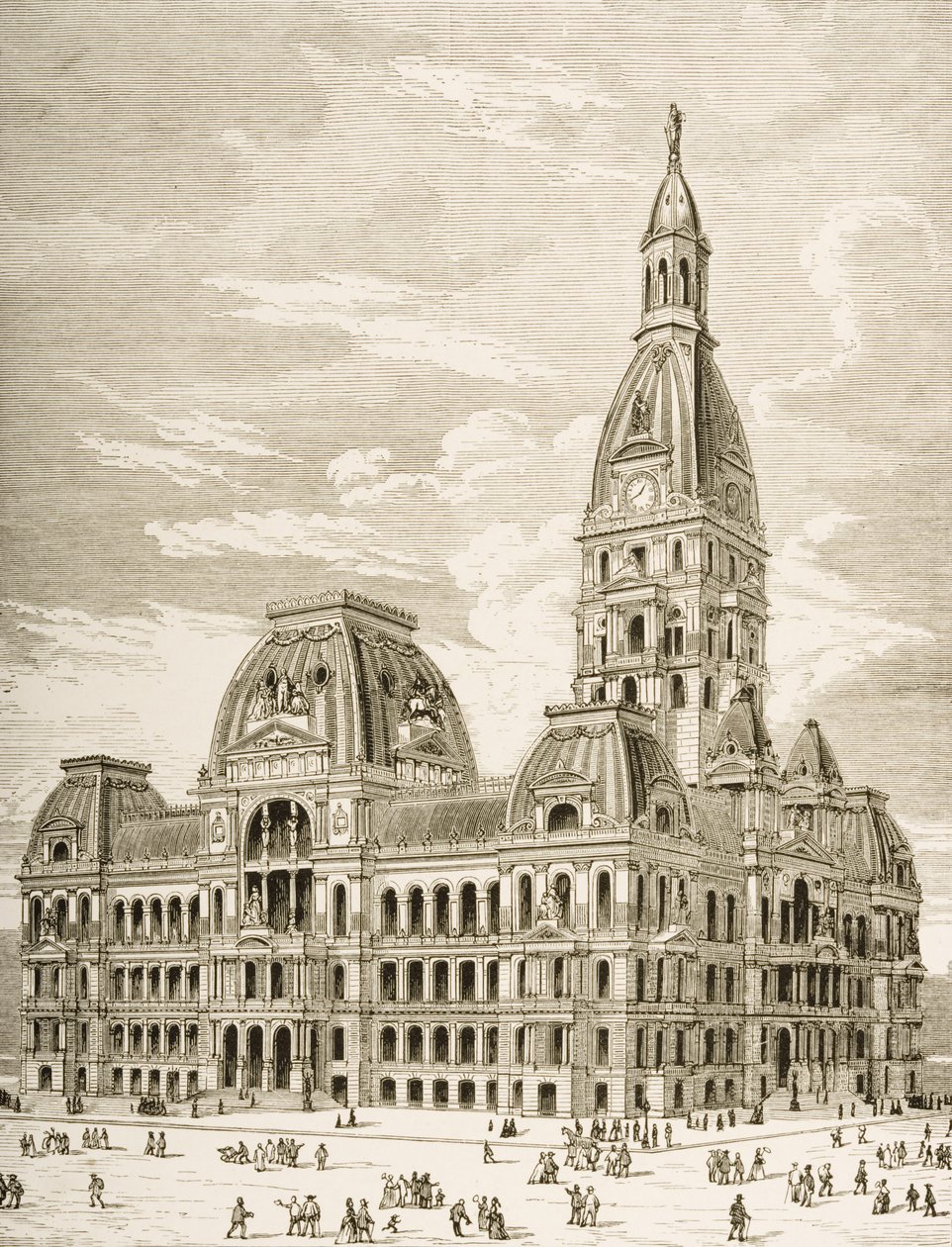Het Stadhuis, Chicago, ca. 1870, uit 