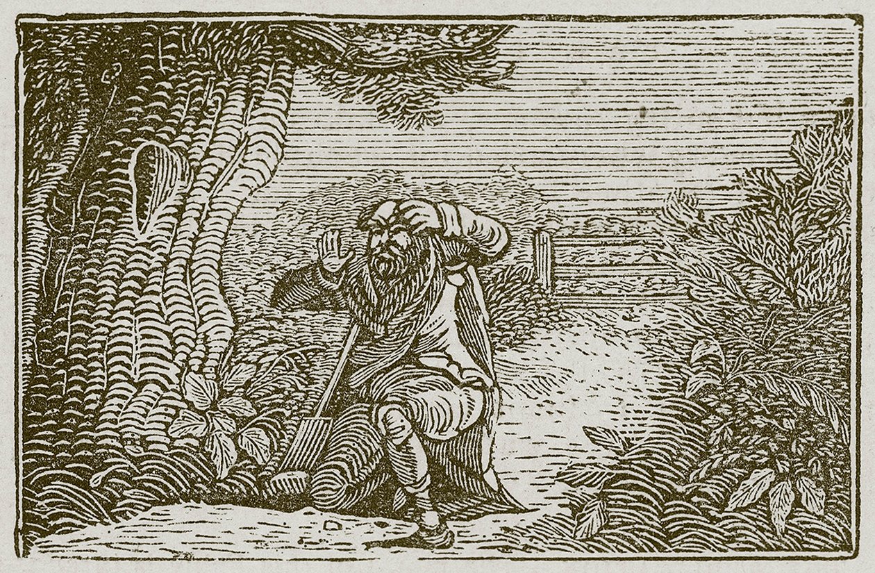 De begerige man (gravure) door English School