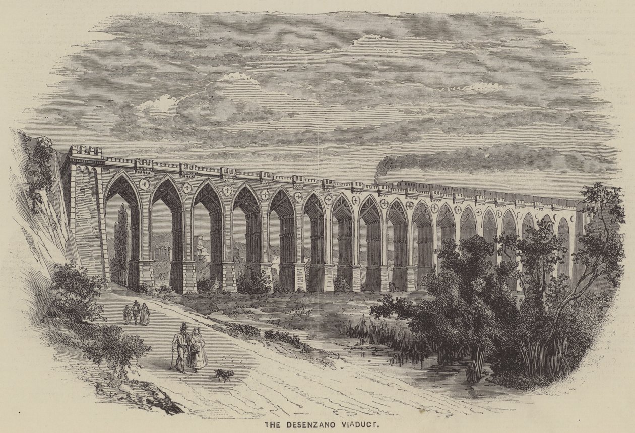 Het viaduct van Desenzano (gravure) door English School