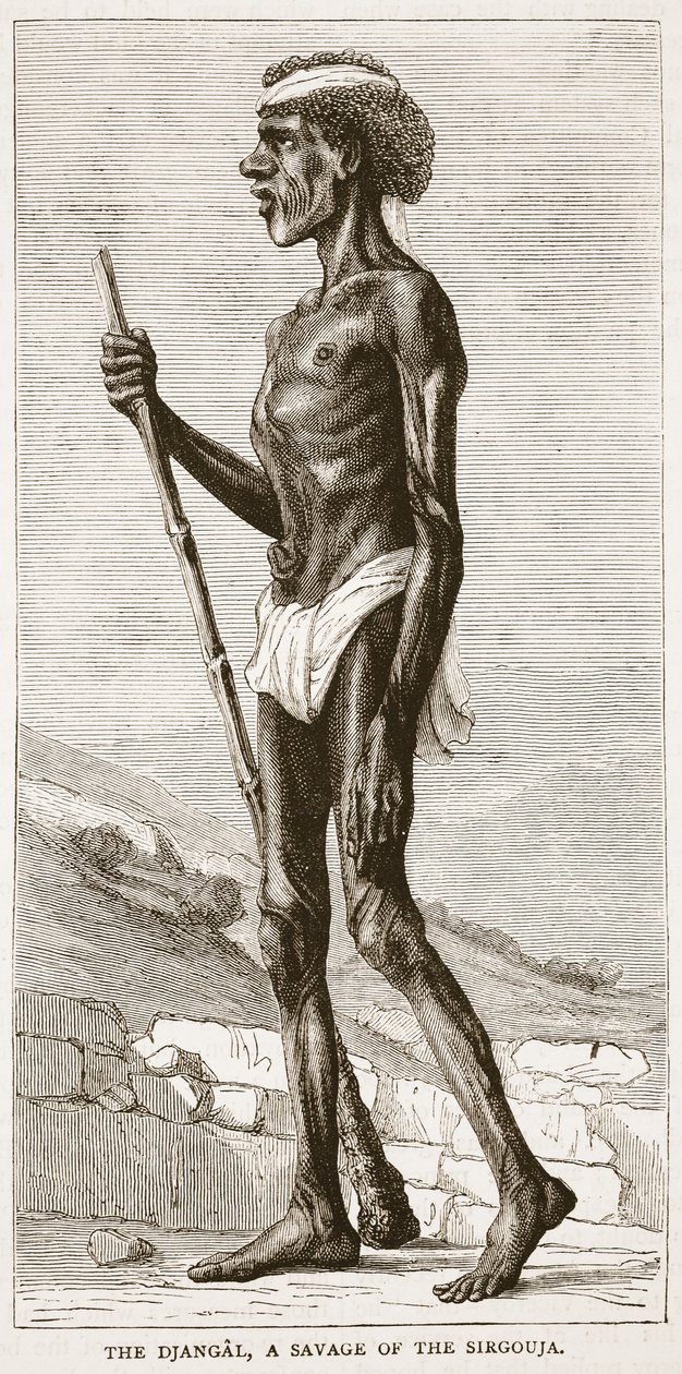 De Djangal, een wilde van de Sirgouja, illustratie uit Cassells Geïllustreerde Geschiedenis van Engeland door English School