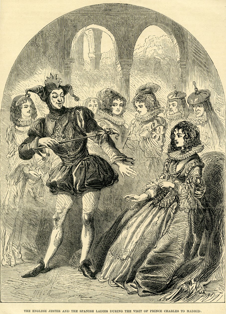 De Engelse Nar en de Spaanse Dames tijdens het bezoek van Prins Charles aan Madrid door English School