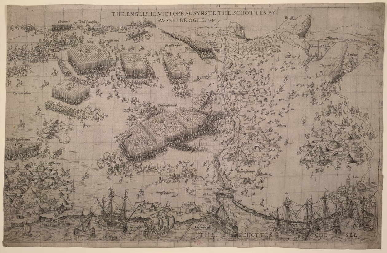 De Engelse overwinning tegen de Schotten bij Muskelbroghe, 1547 door English School