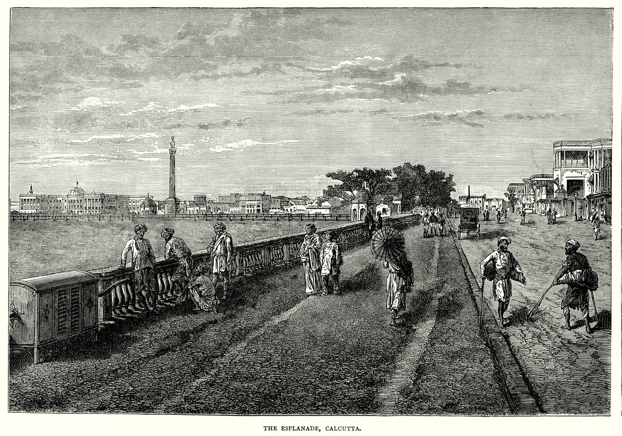 De Esplanade, Calcutta (gravure) door English School