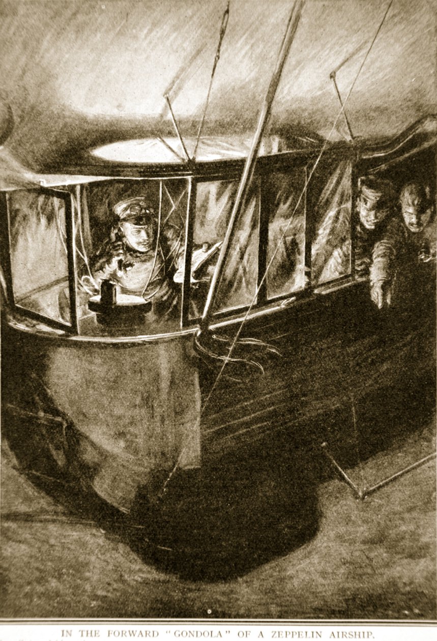 De voorste gondel van het Zeppelin-luchtschip, 1914-19 door English School