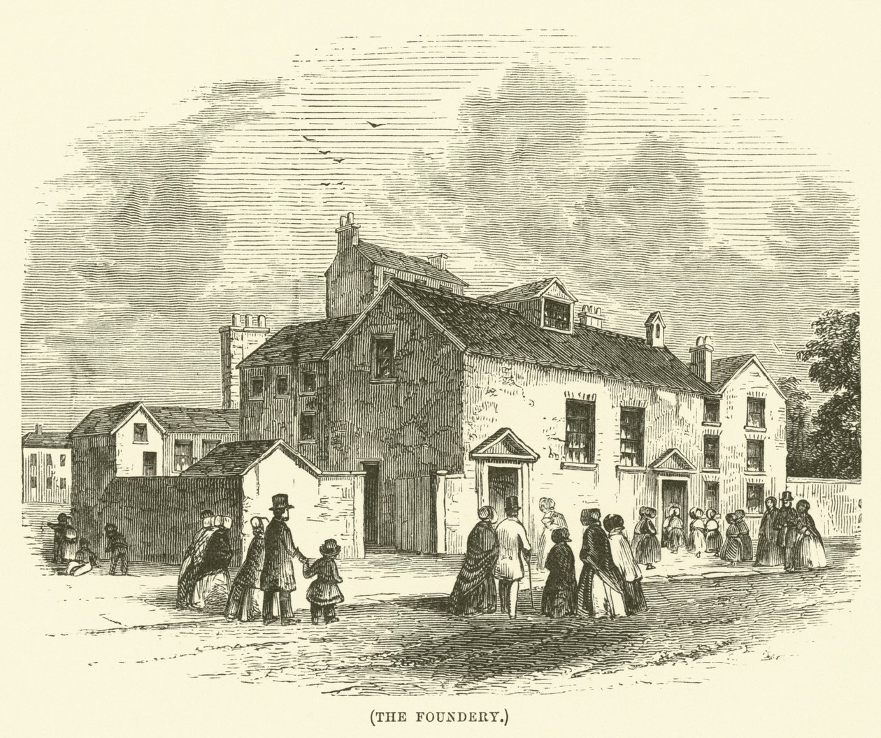 De stichter (gravure) door English School