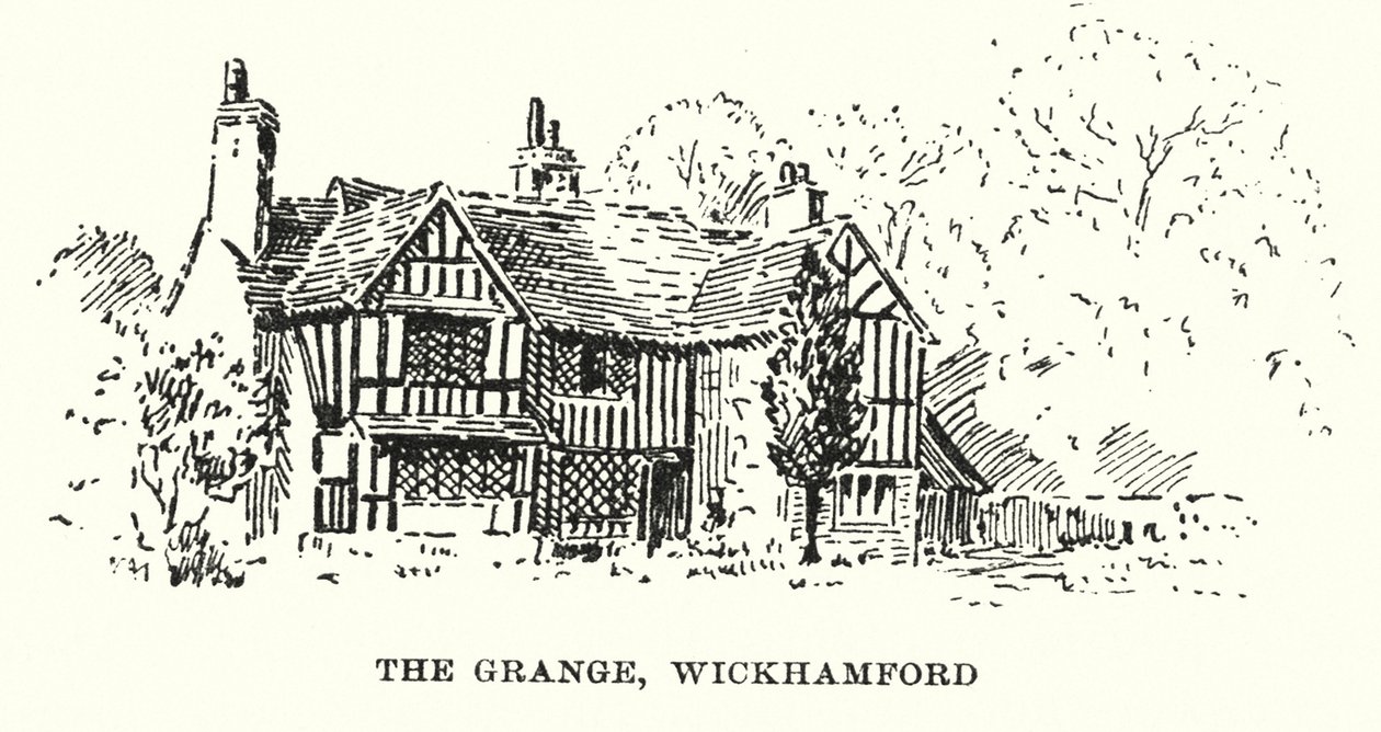 The Grange, Wickhamford (litho) door English School