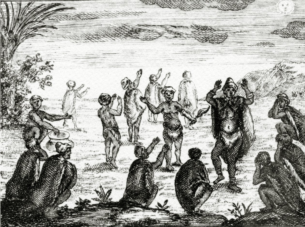De Hottentotten Aanbidden de Maan, illustratie uit 