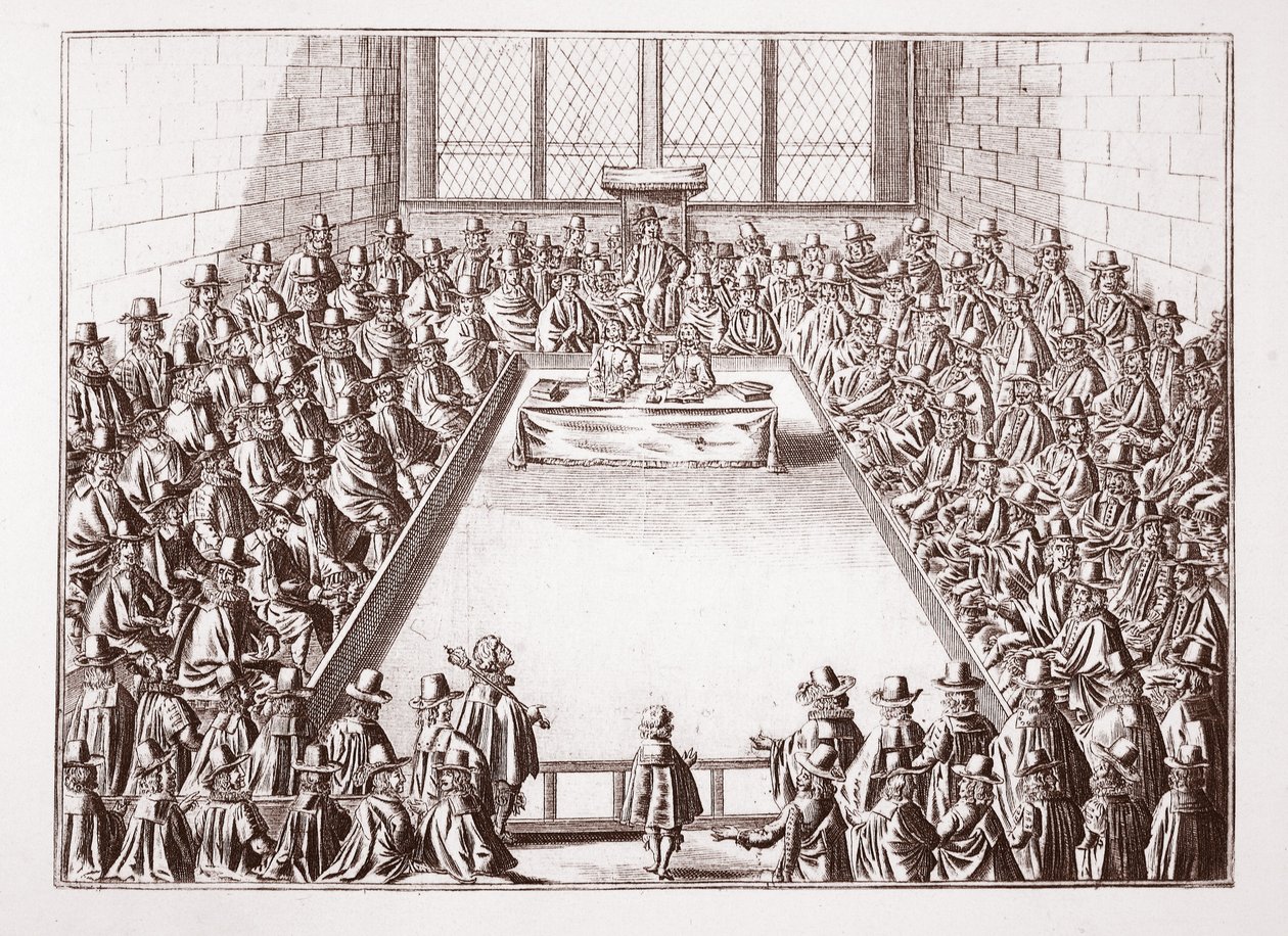 Het Lagerhuis, van een prent uit 1648 door English School