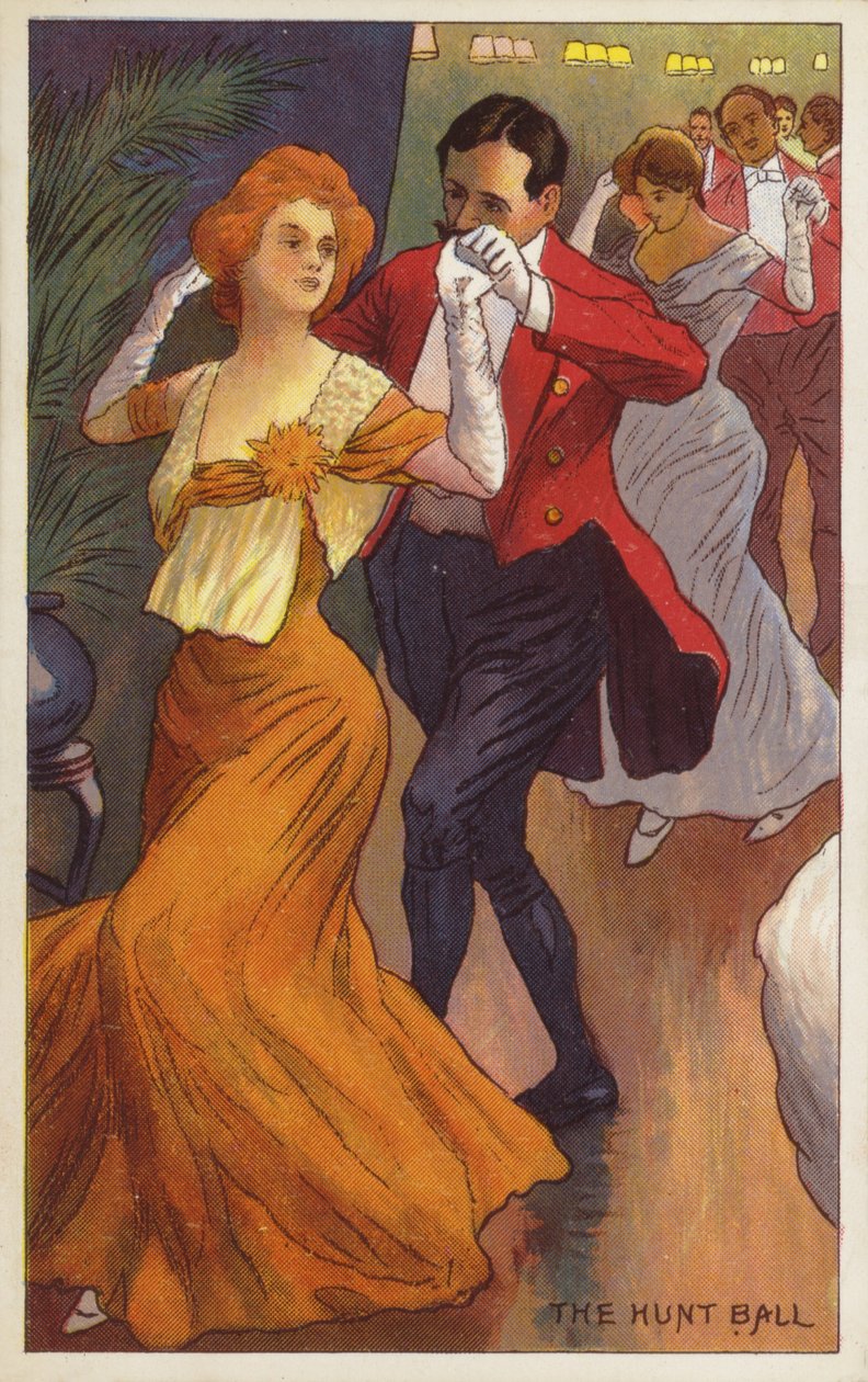 Het Jachtbal (kleurenlitho) door English School