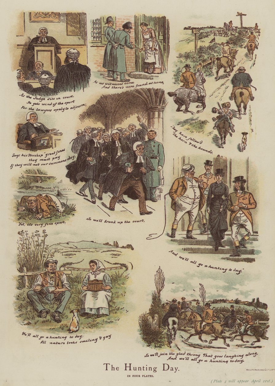 De jachtdag (chromolitho) door English School