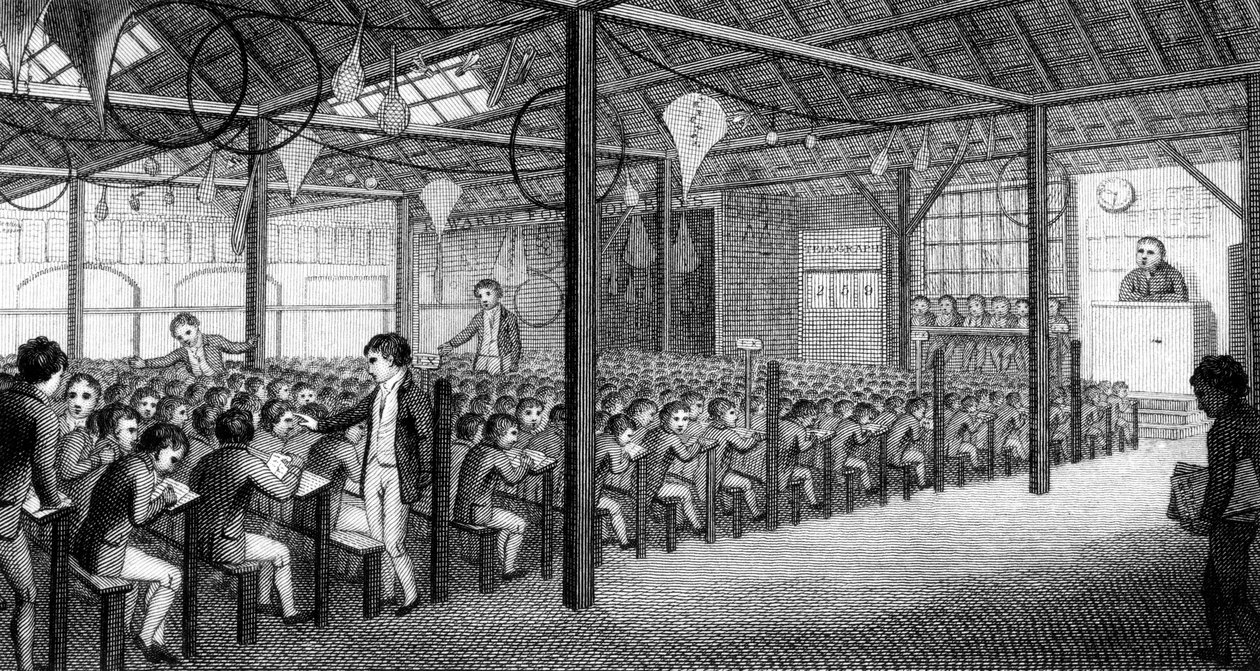 Het interieur van de Royal Free School, Borough Road door English School