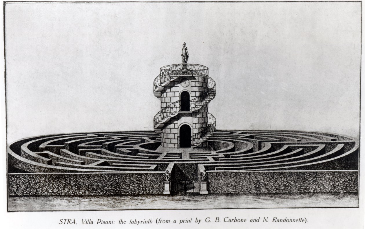 Het Doolhof van de Villa Pisani in Stra, naar een prent van Giovanni Battista Carboni en N. Randonnette door English School