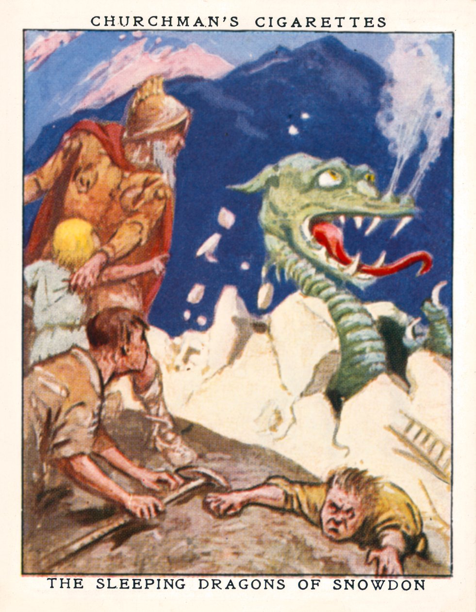 De legende van St Patrick en de slangen, Ierland (kleurenlitho) door English School