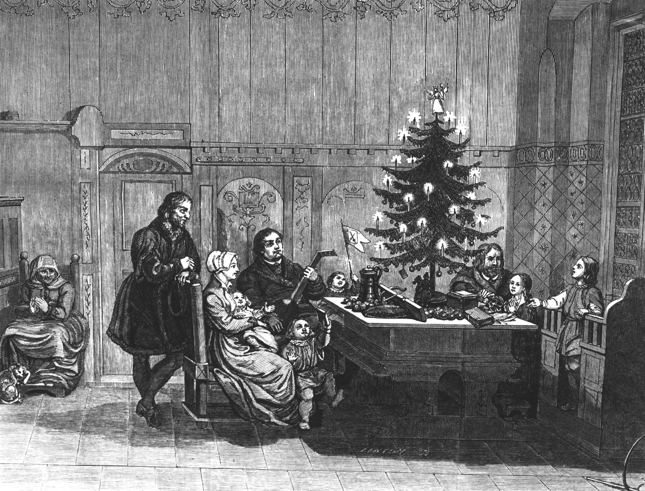 De legende van de eerste kerstboomkaarsen, midden 18e eeuw door English School