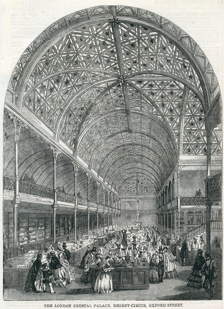 Het Londense Crystal Palace, Regent Circus, Oxford Street, 1858 door English School