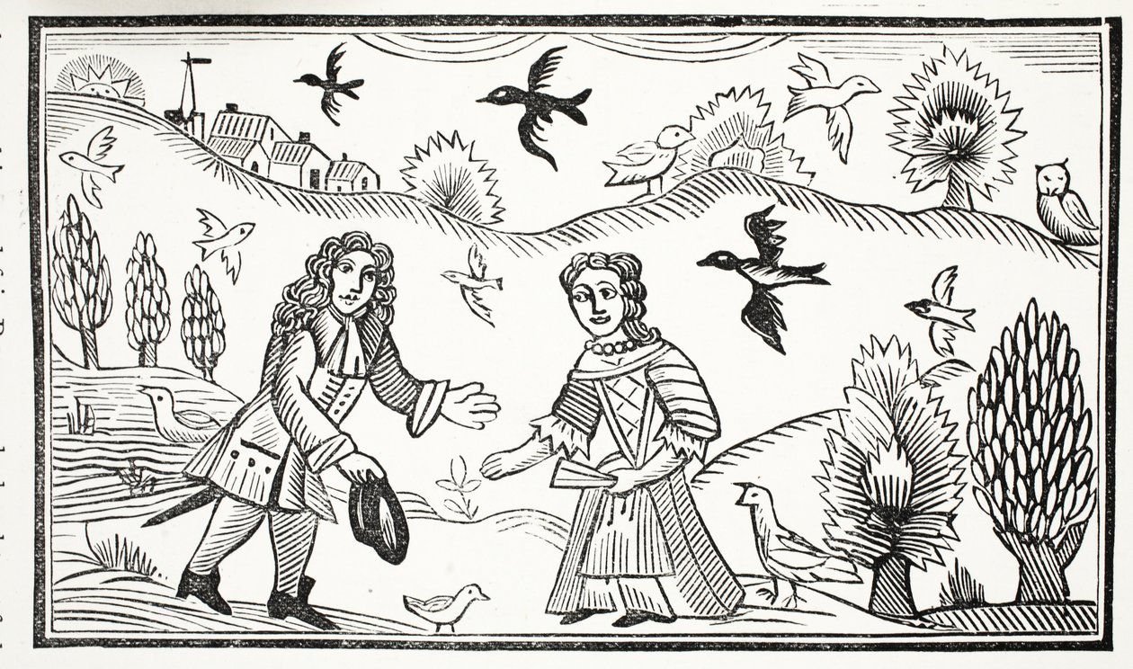 De Ruzie van de Geliefden, illustratie uit Chap-books van de Achttiende Eeuw door John Ashton, uitgegeven 1882 door English School