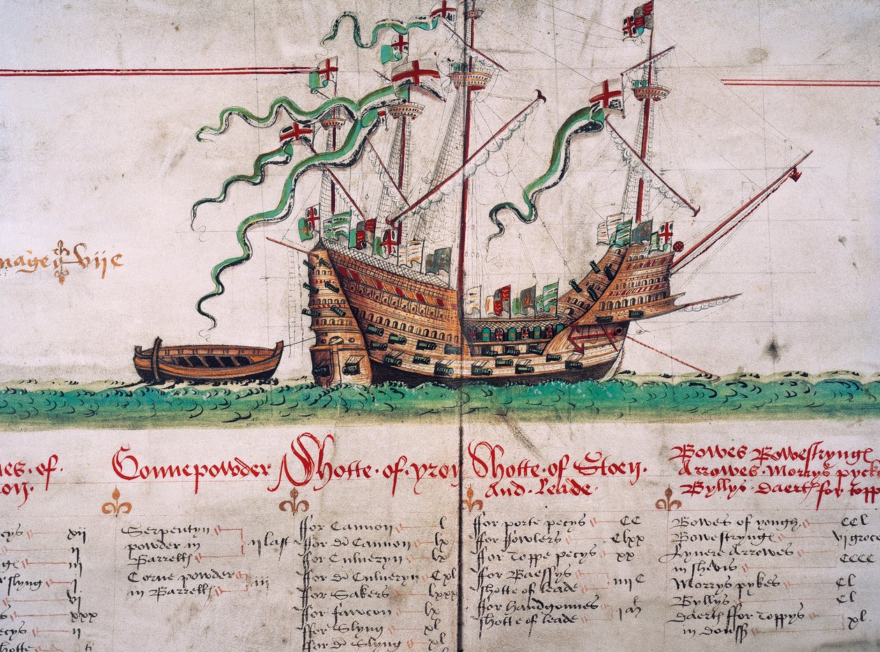 De Mary Rose, uit de Anthony Roll door English School