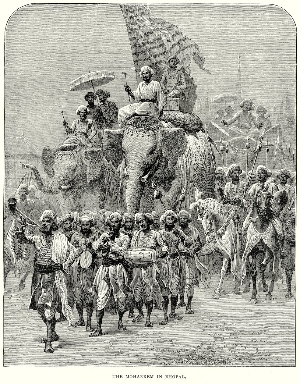 De Moharrem in Bhopal (gravure) door English School