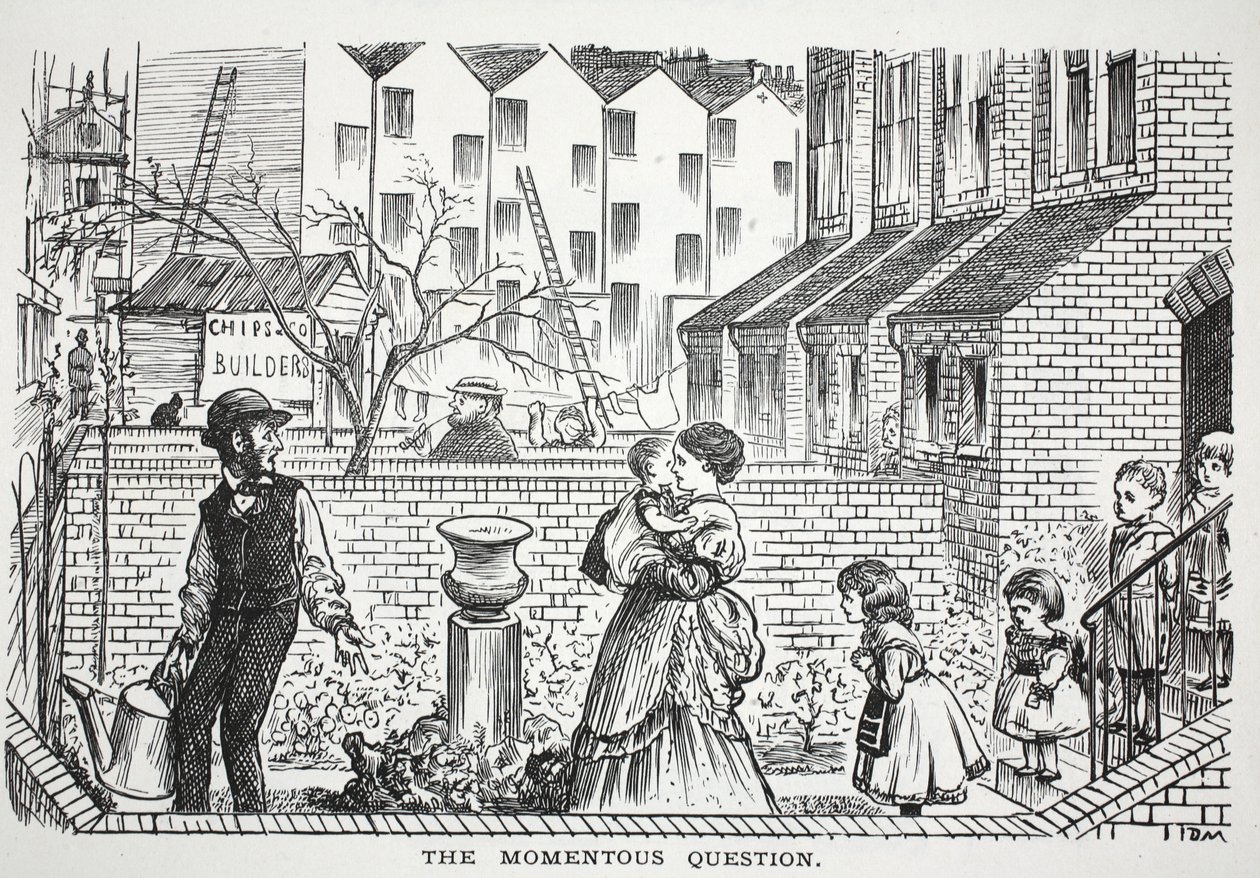 De gewichtige vraag, illustratie uit Punch door English School